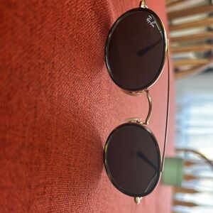 Ray-Ban Gold and Black Round Sunglasses